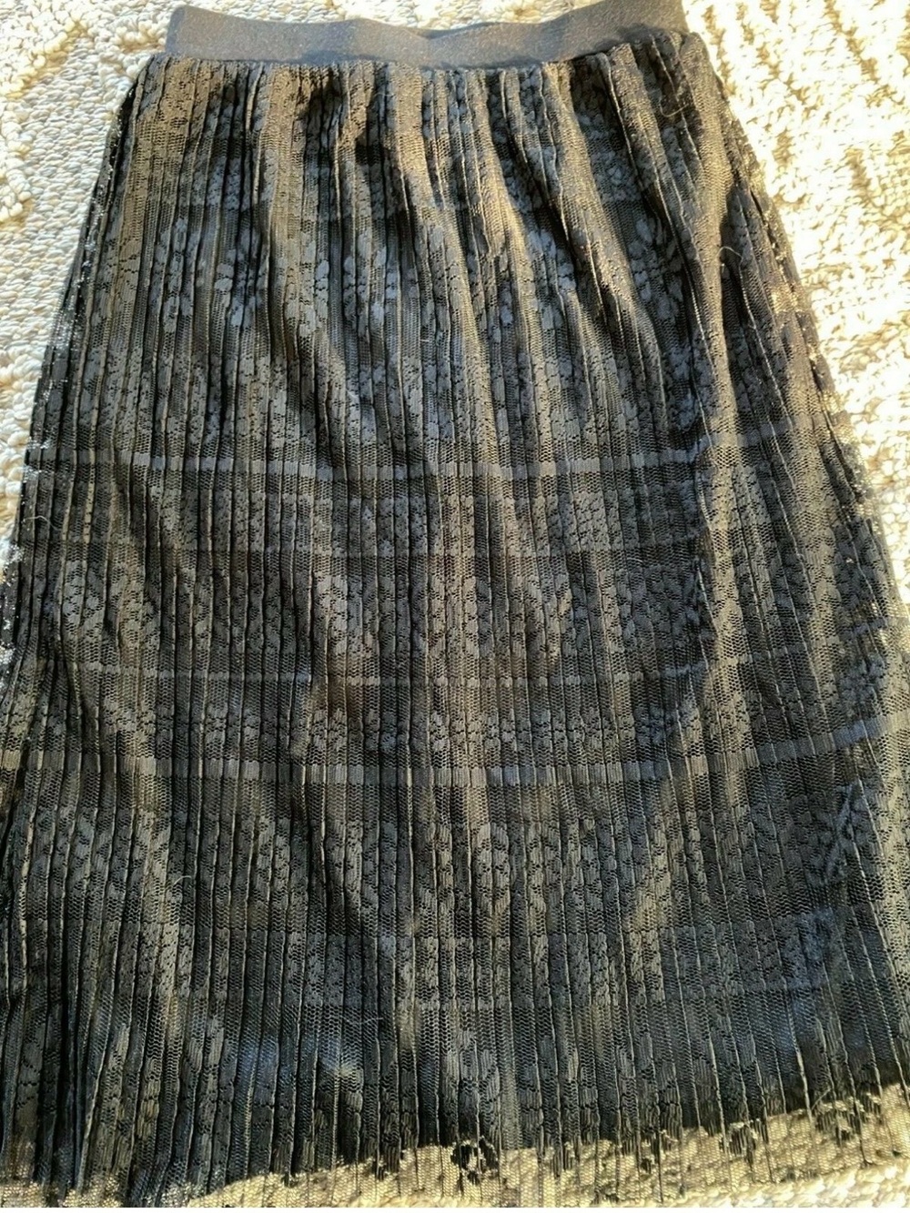 Joe B Black Lace Pleated Midi Skirt Size XS- 003